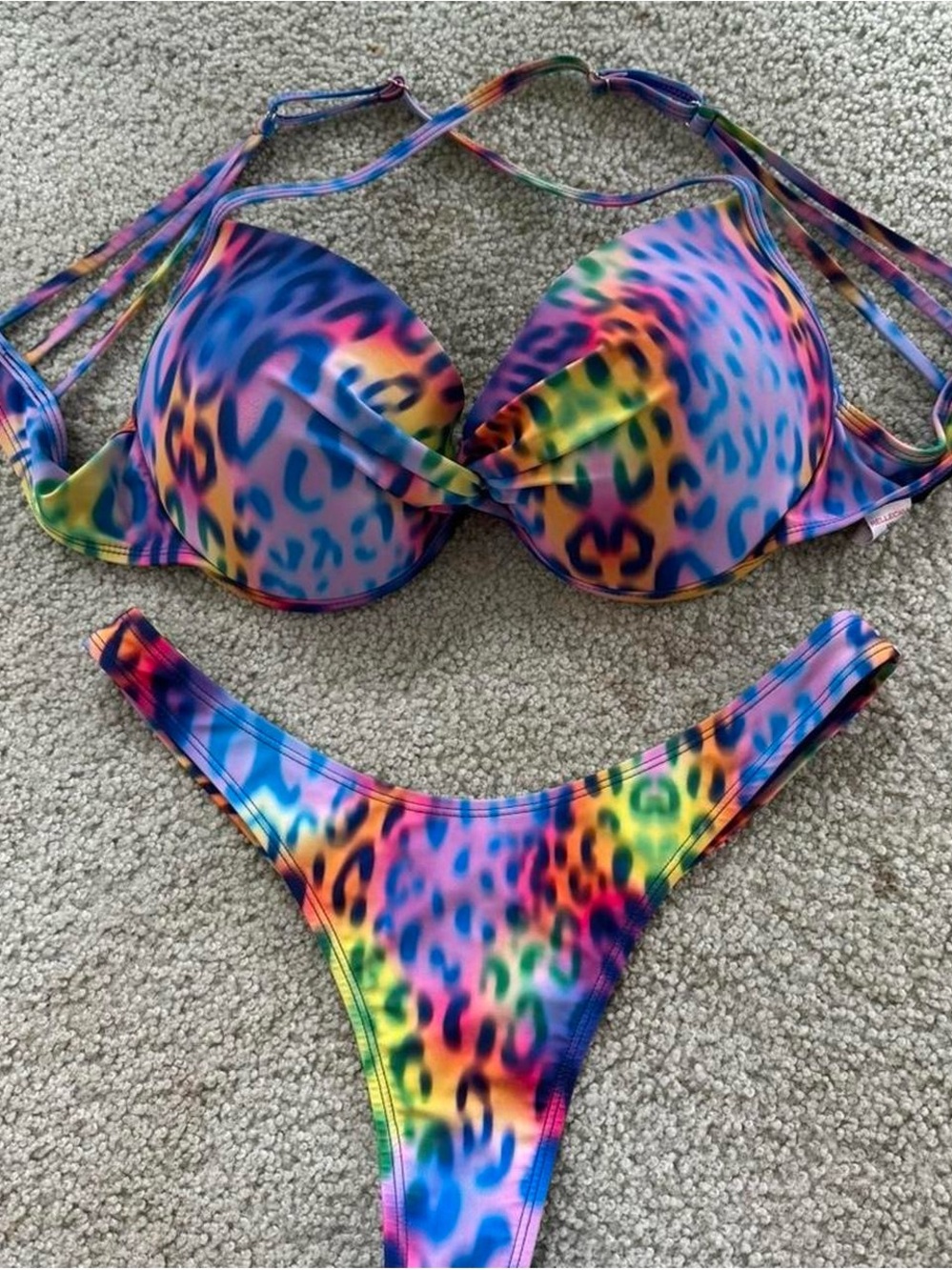 RELLECIGA Rainbow Leopard Push-Up Bikini - Blue, Pink, Yellow, Green, Purple